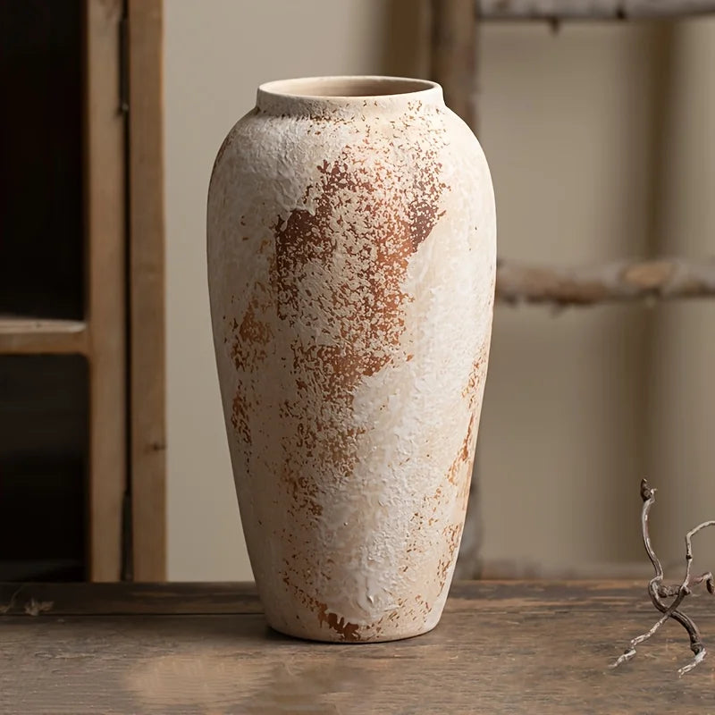 Elegant Retro Ceramic Flower Pot with Timeless Speckled Finish.