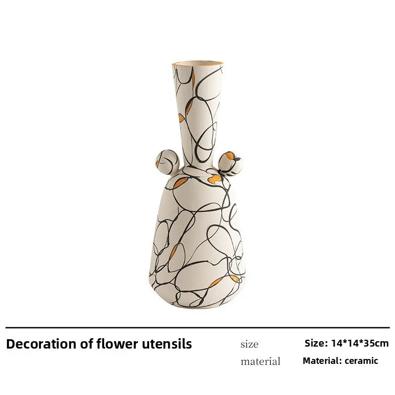 Wabi Sabi Style Ceramic Vase – Retro Home Decoration.