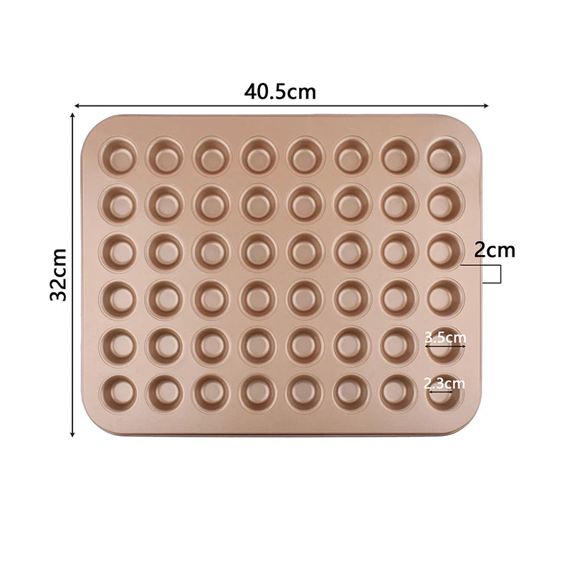 48-Hole Mini Round Muffin Pan – Non-Stick Carbon Steel Cupcake Baking Tray