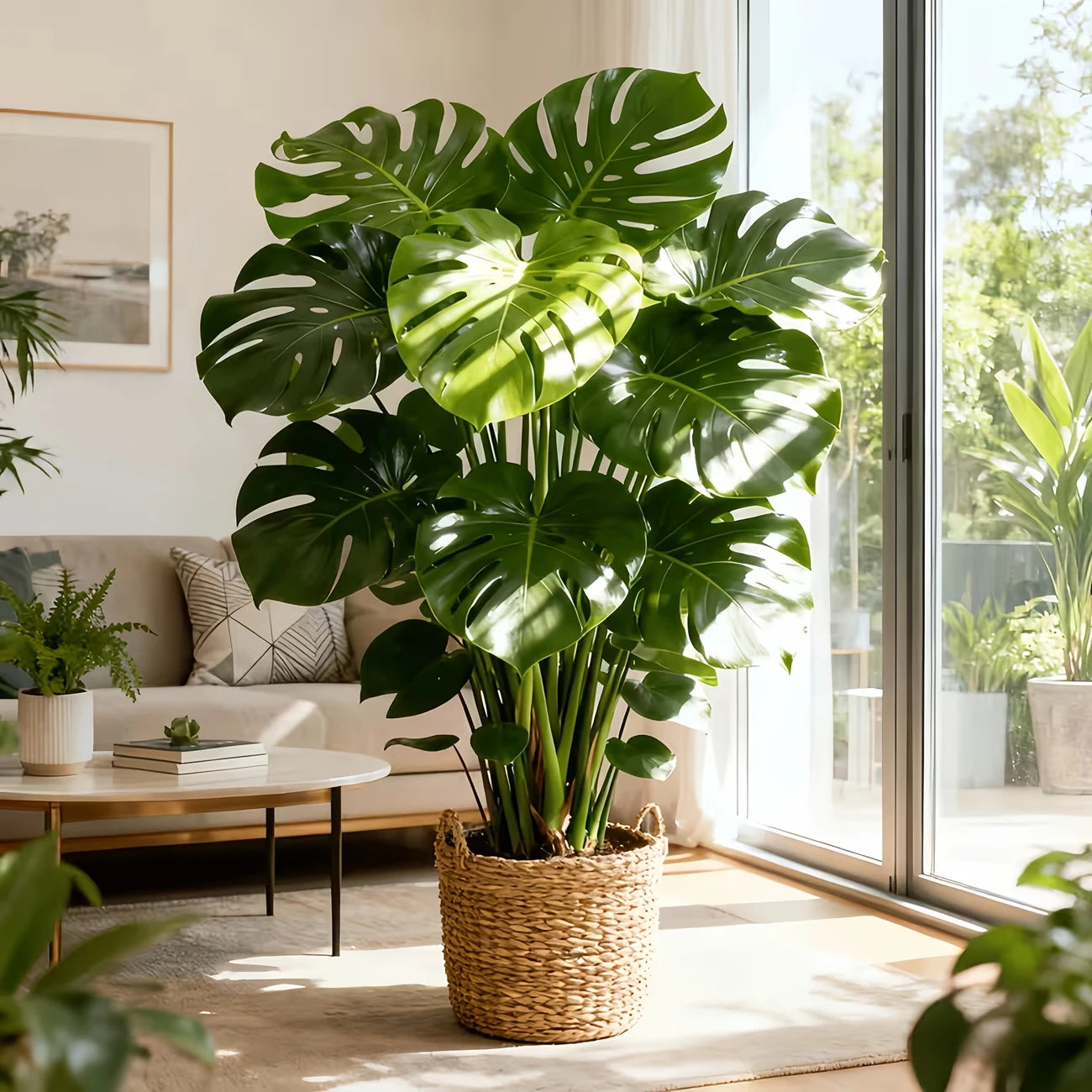 Artificial Monstera Deliciosa Plant with Realistic Split Leaves