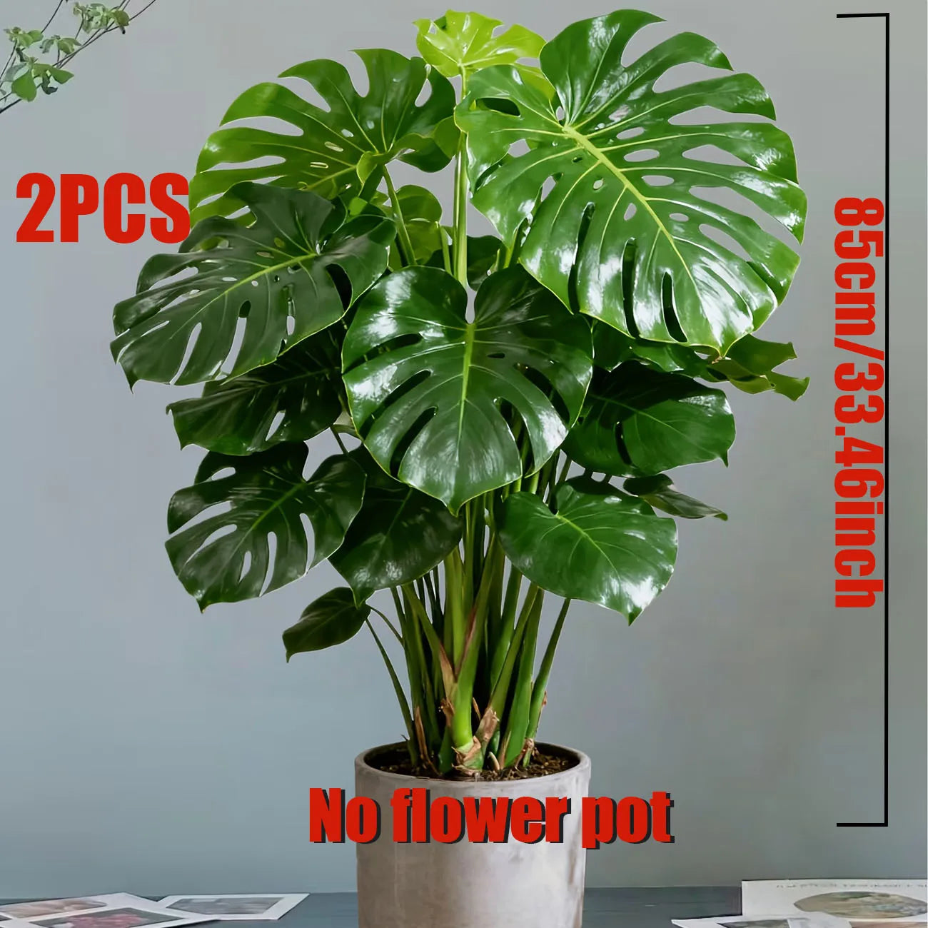 Artificial Monstera Deliciosa Plant with Realistic Split Leaves