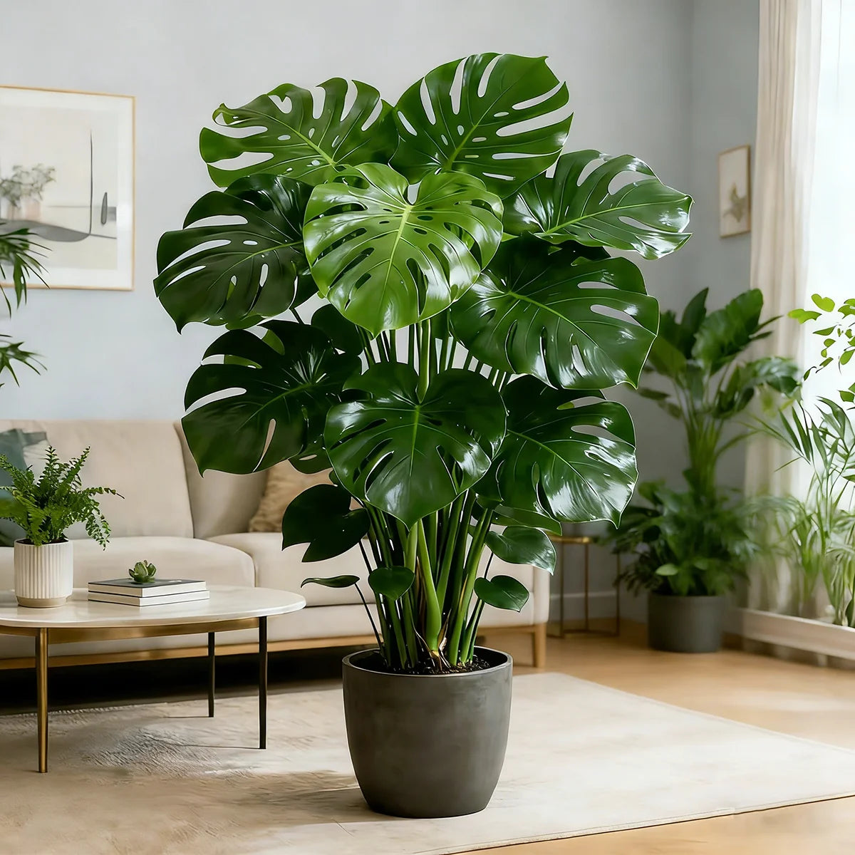 Artificial Monstera Deliciosa Plant with Realistic Split Leaves