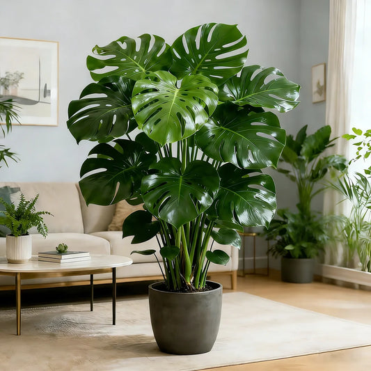 Artificial Monstera Deliciosa Plant with Realistic Split Leaves