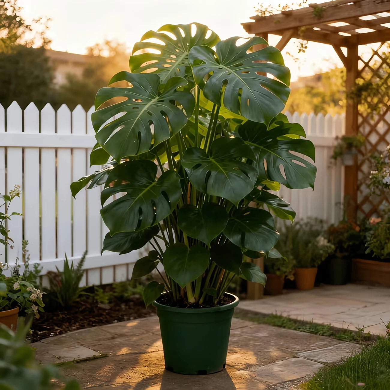 Artificial Monstera Deliciosa Plant with Realistic Split Leaves