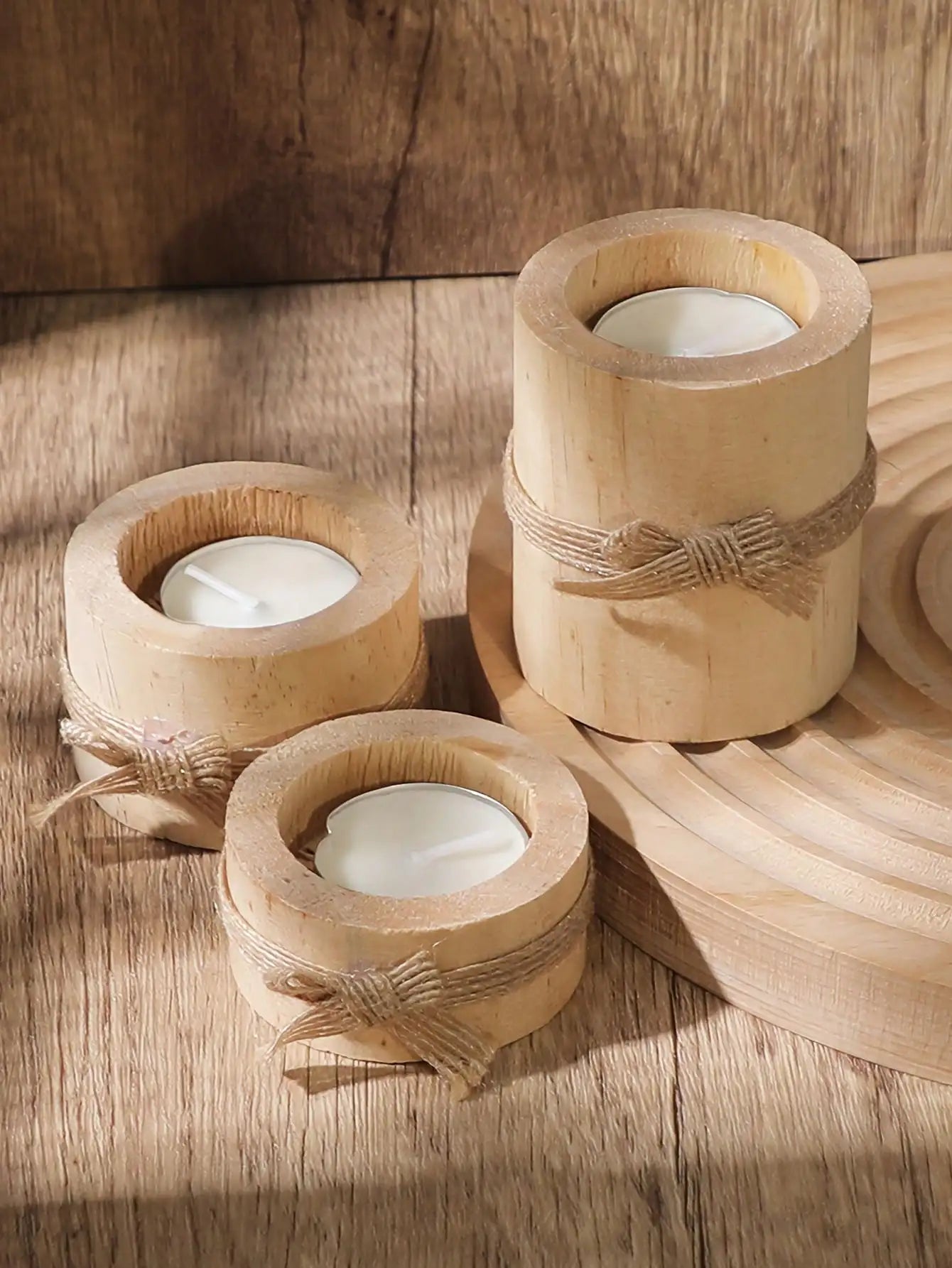 Handmade Style Wooden Tealight Holder for Cozy Home Decor
