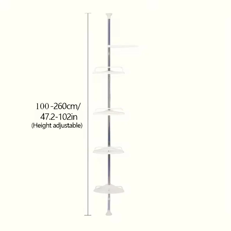 4-Layer Tension Pole Bathroom Shelf – Rust-Resistant Shower Organizer