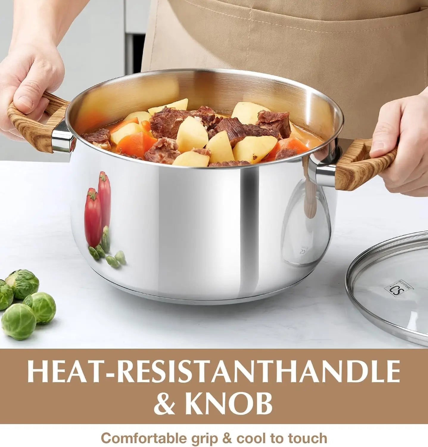 10PCS Stainless Steel Cookware Set – Professional 18/10 Pots & Pans with Cool-Touch Handles