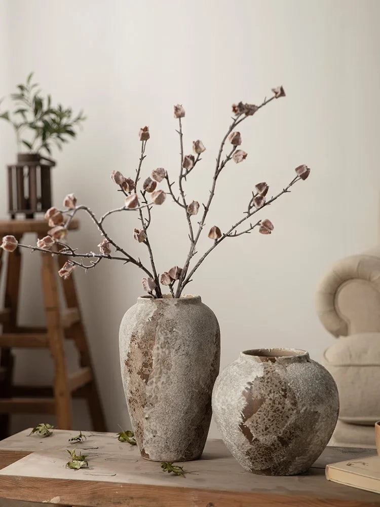 Traditional Mottled Pottery Vase for Refined Home Decor.