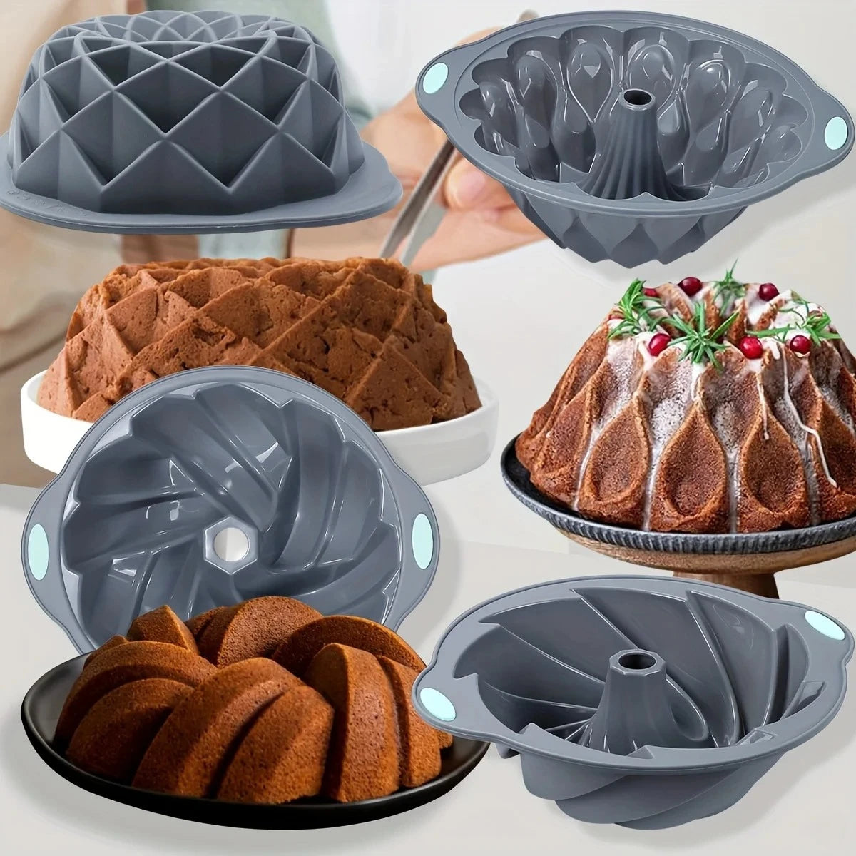 Silicone Bakeware Set – Non-Stick Cake Molds with Flower & Assorted Shapes