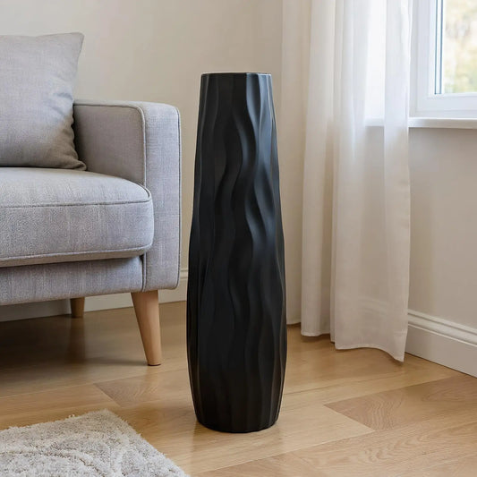 Luxury Tall Floor Vase with Artistic 3D Relief Design.