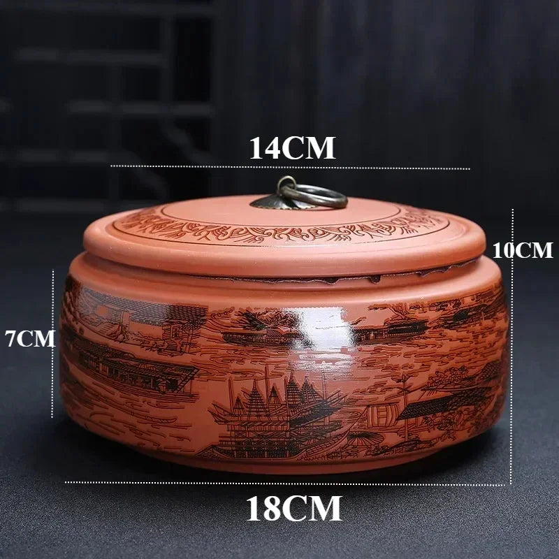 Chinese Purple Clay Tea Caddy for Traditional Tea Storage.