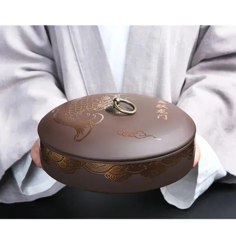 Chinese Purple Clay Tea Caddy for Traditional Tea Storage.