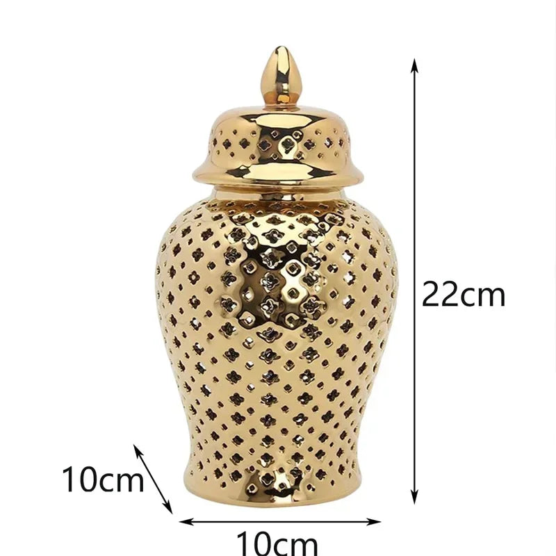 Elegant Hollow-Out Temple Jar for Sophisticated Home Styling.