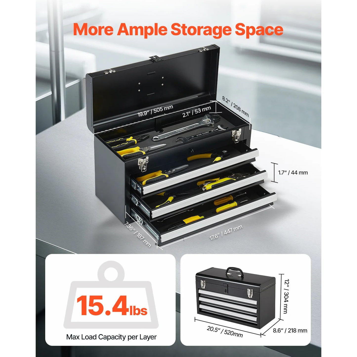 Compact Metal Tool Organizer for Workshop Tools