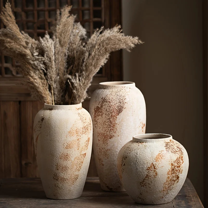Elegant Retro Ceramic Flower Pot with Timeless Speckled Finish.