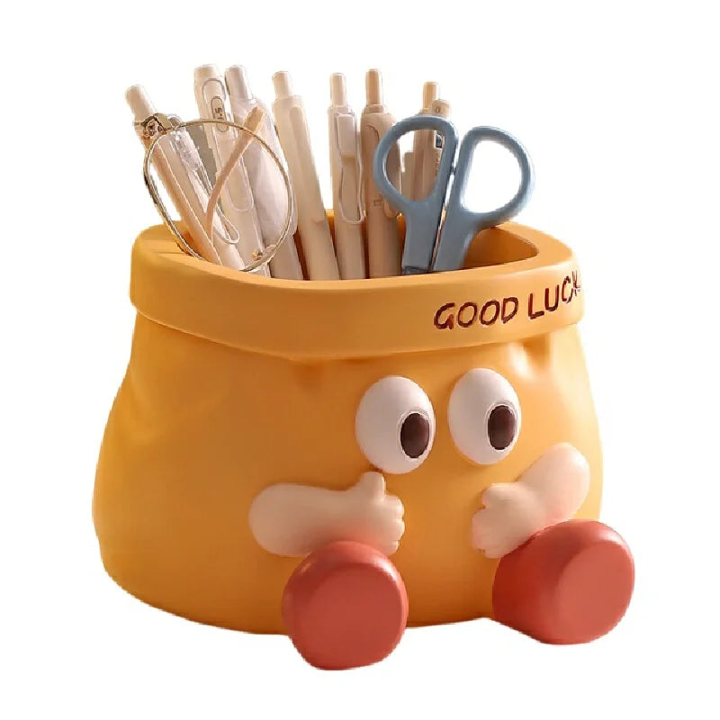 Cute Cartoon Paper Bag Pen Holder for Desk Storage