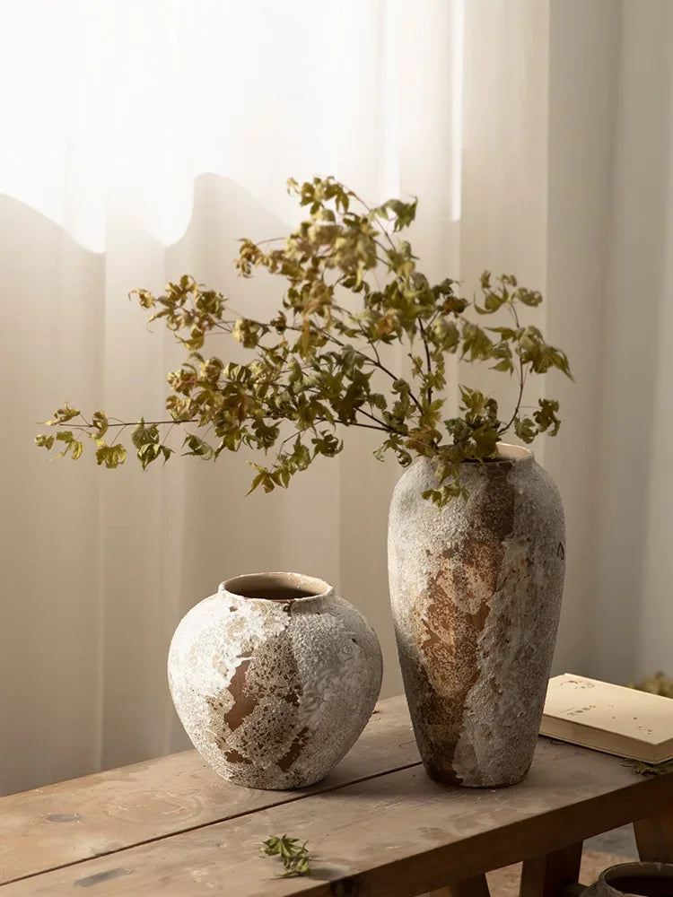 Traditional Mottled Pottery Vase for Refined Home Decor.