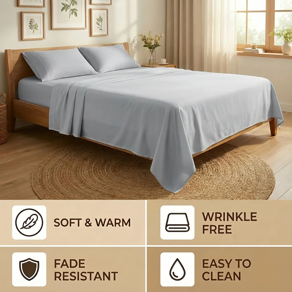 Bamboo Cooling Sheet Set – Fits Twin, Full, Queen, King & Cal King Beds with Deep Pockets; 18” Deep Pocket Bedding Set.