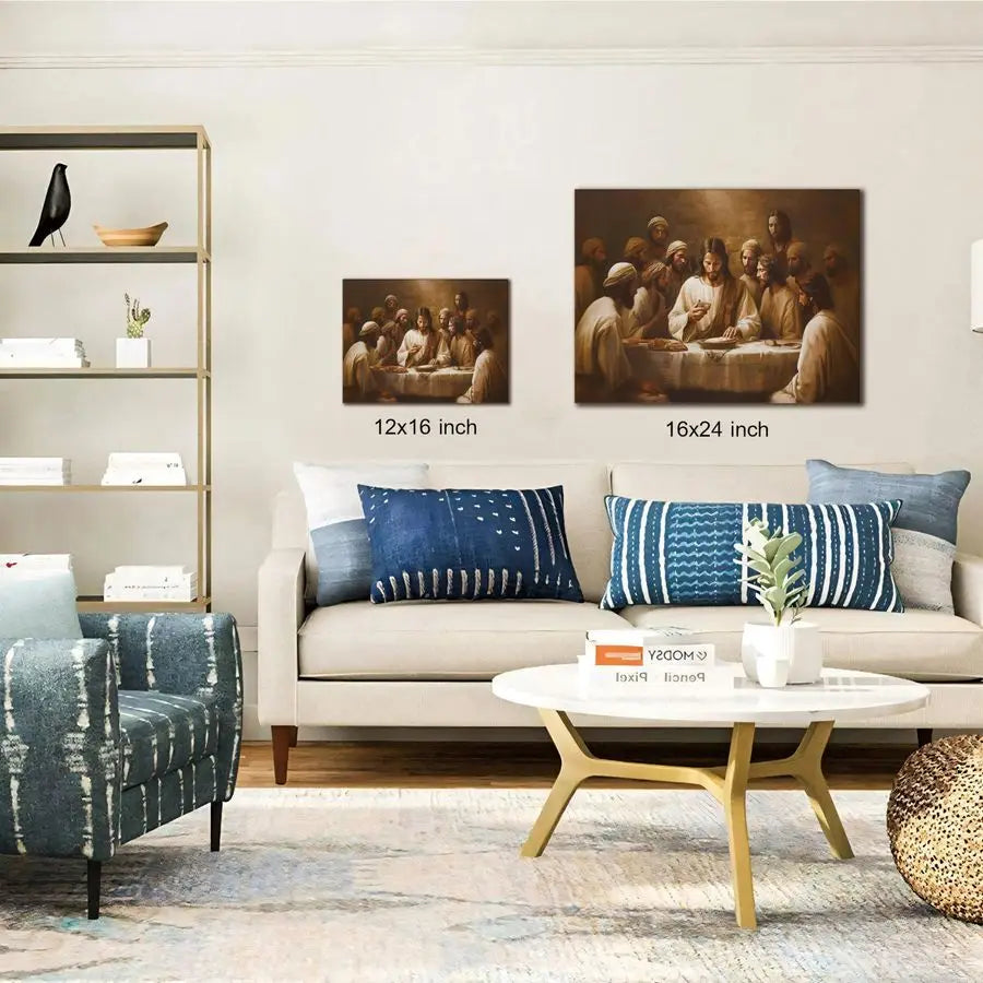 Modern Christian Canvas Wall Art Featuring The Last Supper.