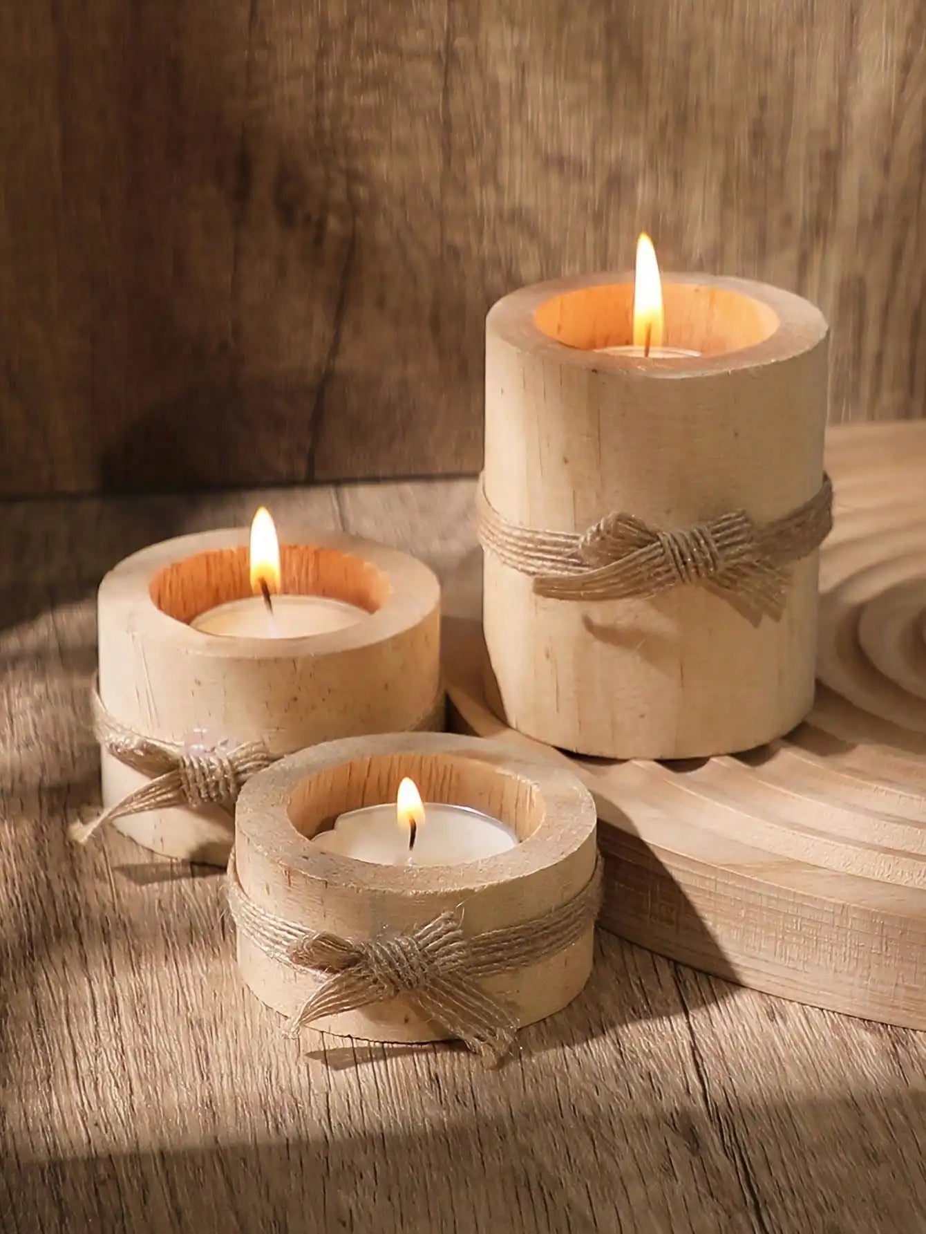 Handmade Style Wooden Tealight Holder for Cozy Home Decor