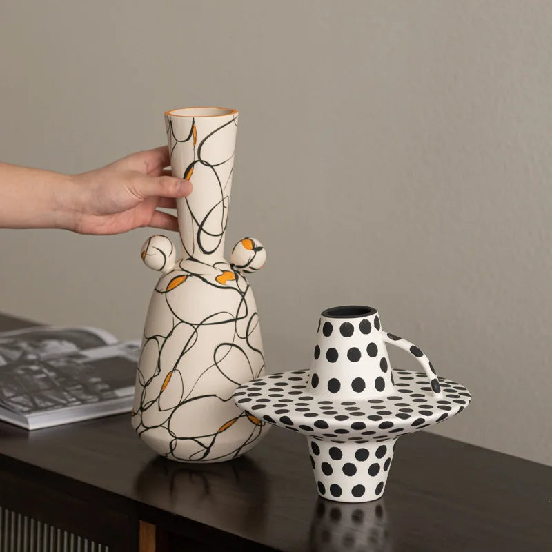Wabi Sabi Style Ceramic Vase – Retro Home Decoration.