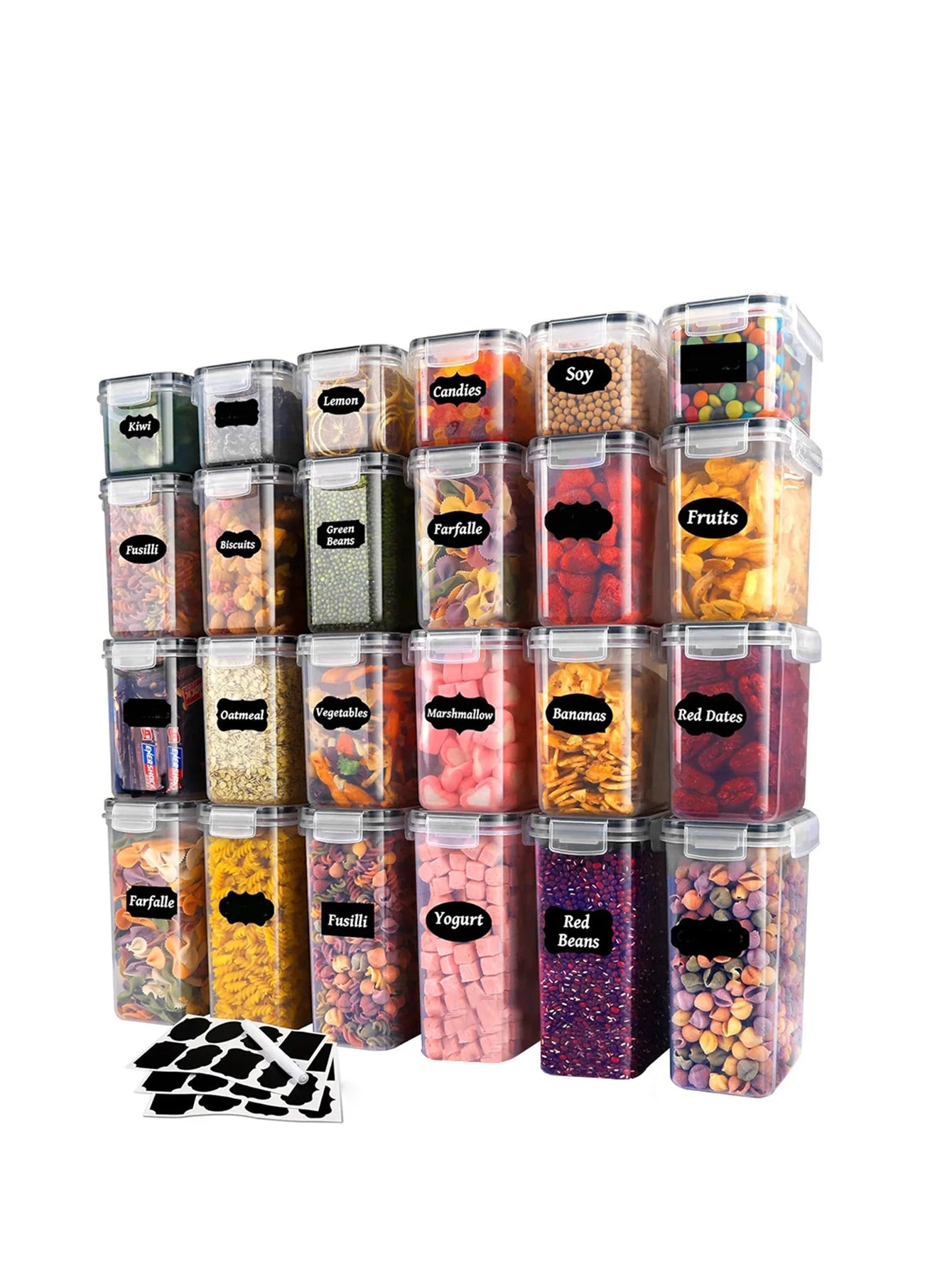 24PCS Sealed Food Storage Containers with Lids – Kitchen Organizer for Grains, Rice & Pasta