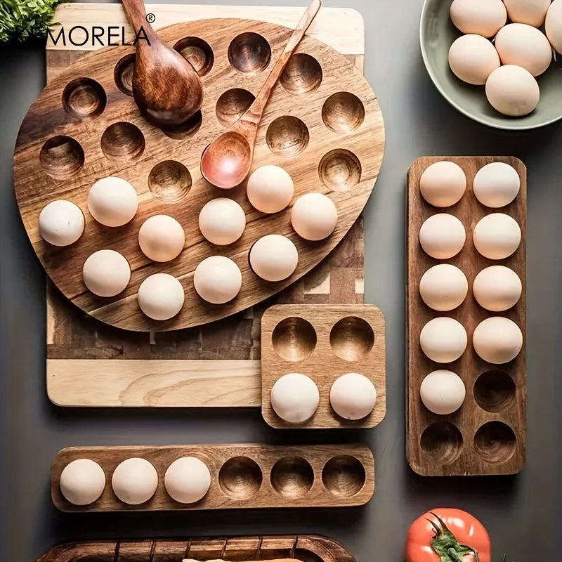 KEMORELA Modern Wooden Egg Storage Box – Multi-Compartment Kitchen Organizer for Fresh Eggs