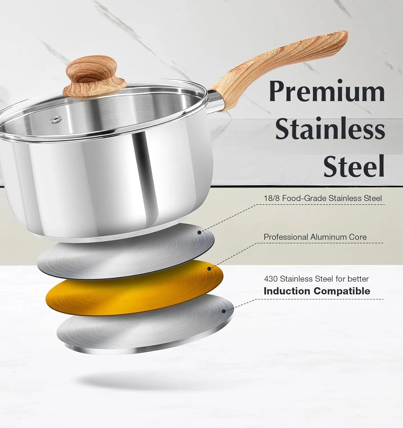 10PCS Stainless Steel Cookware Set – Professional 18/10 Pots & Pans with Cool-Touch Handles
