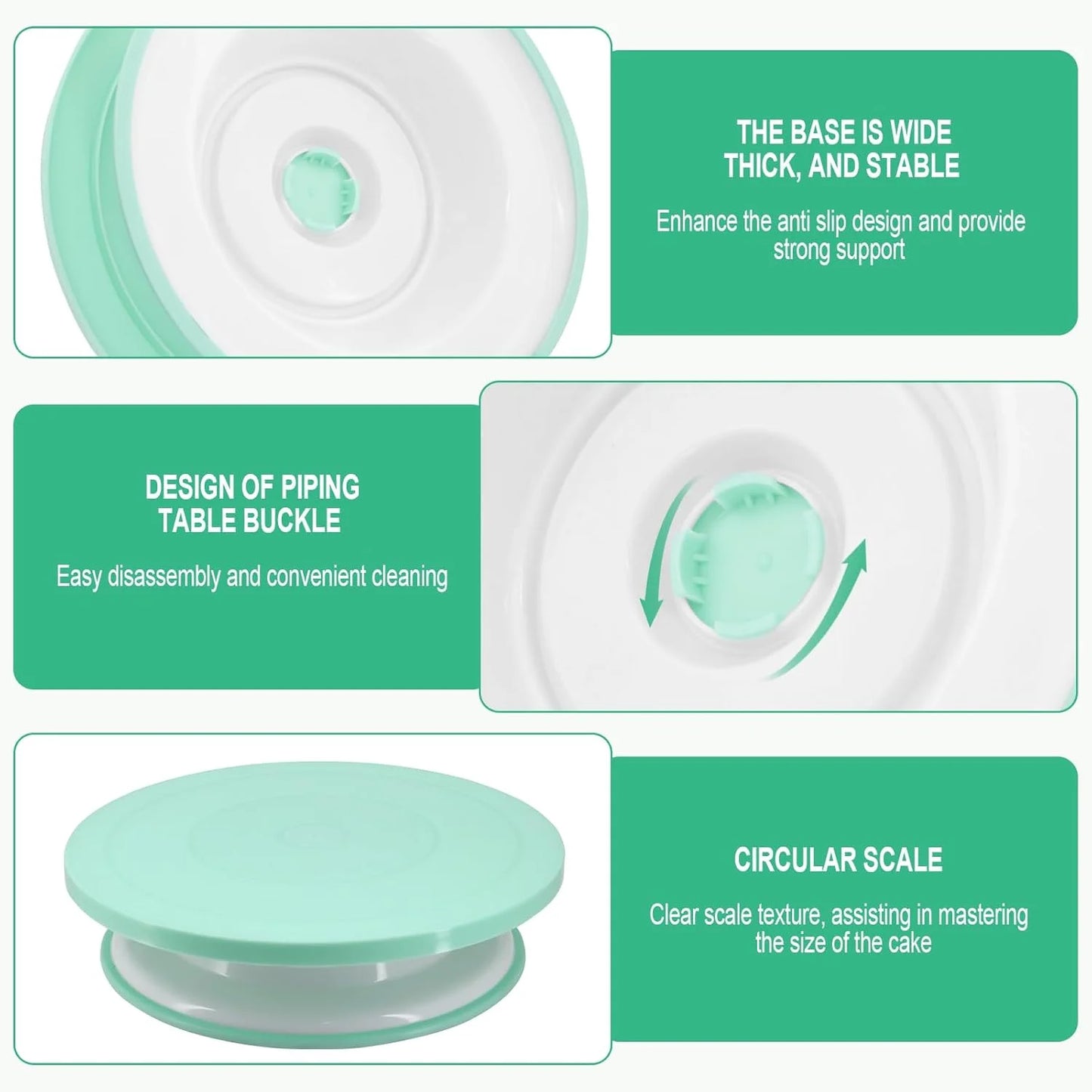 All-in-One 100-Piece Cake Decorating Set – Includes Turntable, Tips, Spatulas & Bags, pink or green.