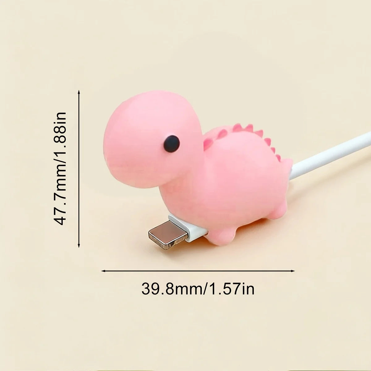 Cartoon Pink and Green Dinosaur Cable Protector for iPhone and Android Chargers