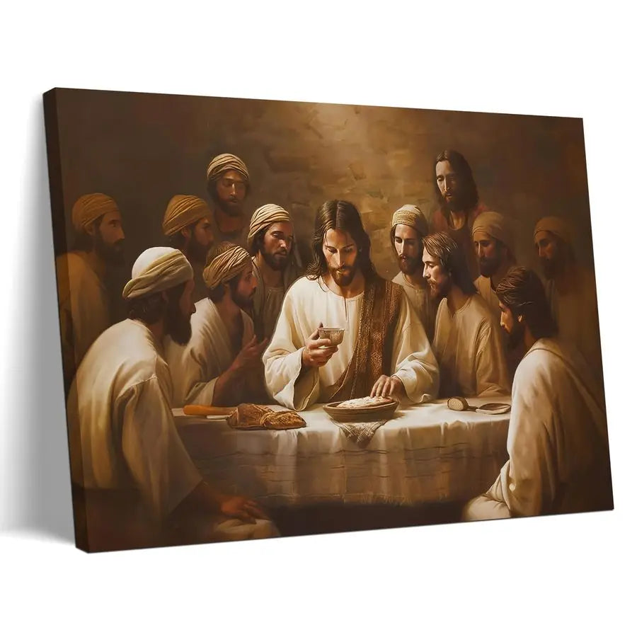 Modern Christian Canvas Wall Art Featuring The Last Supper.
