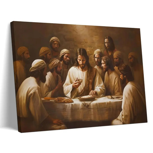 Modern Christian Canvas Wall Art Featuring The Last Supper.