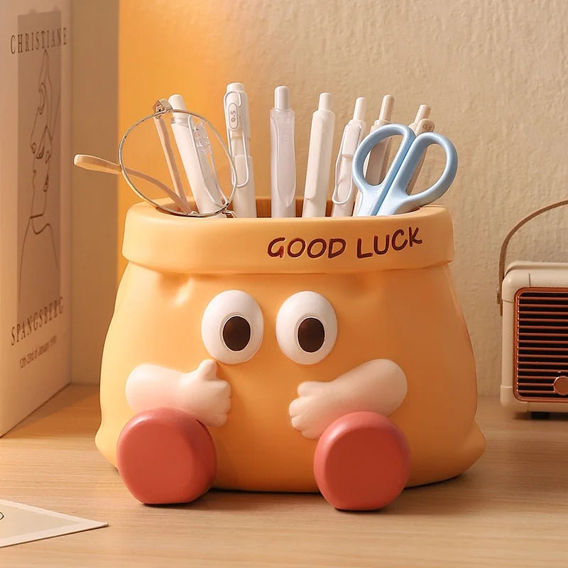 Cute Cartoon Paper Bag Pen Holder for Desk Storage