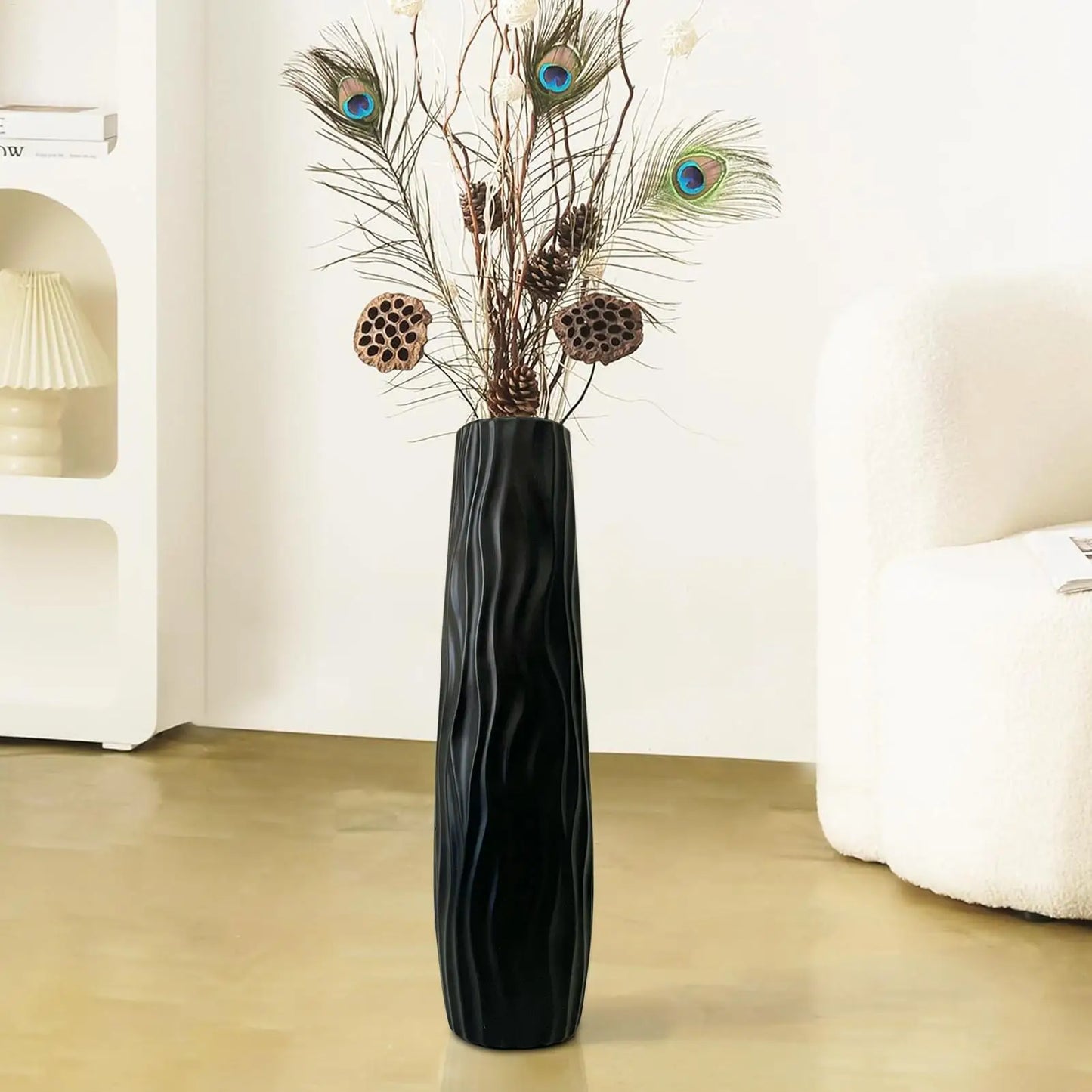 Luxury Tall Floor Vase with Artistic 3D Relief Design.