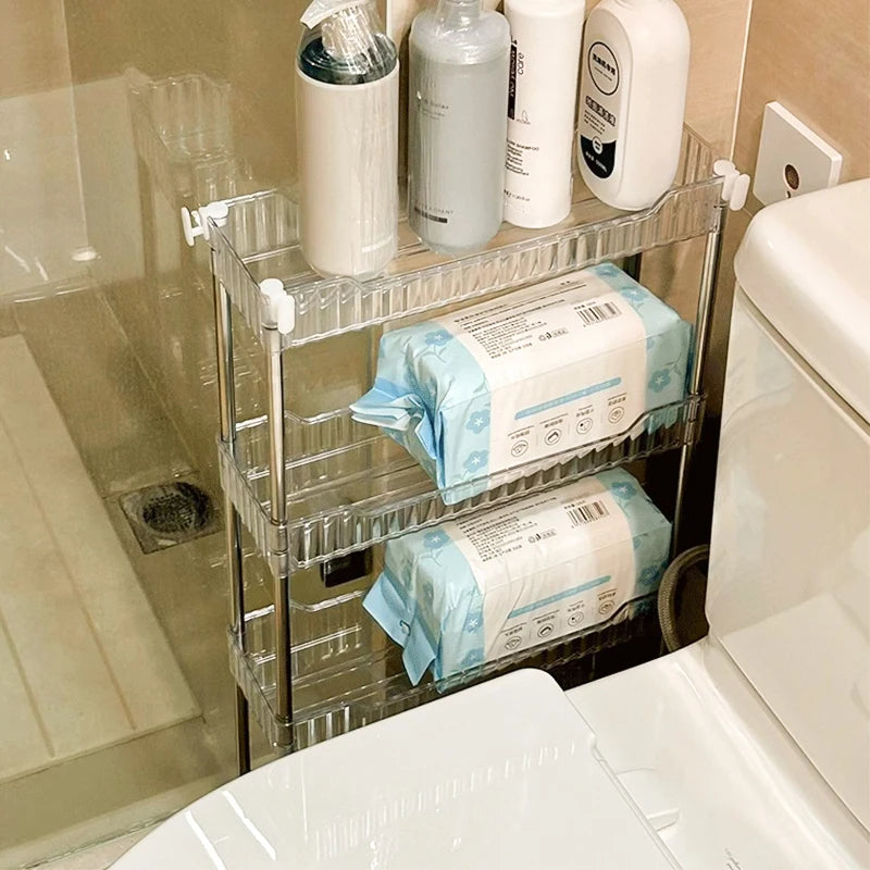 Rolling Storage Cart with Wheels – Slim Acrylic Multi-Tier Organizer Cabinet