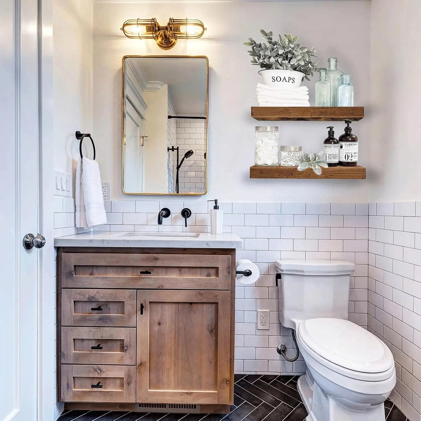 Premium Farmhouse Bathroom/Living Room Shelves for Stylish Storage