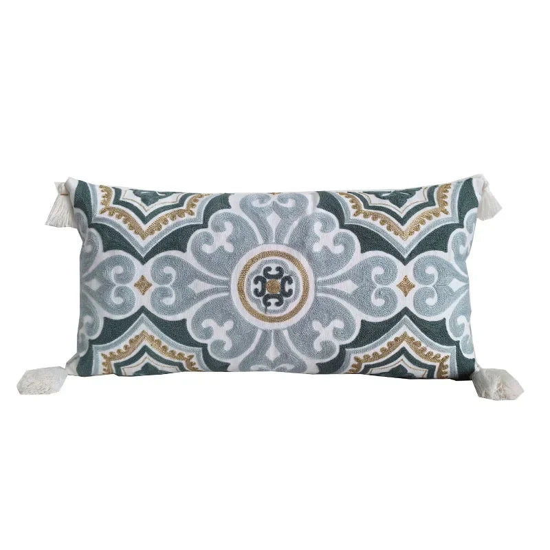 Handcrafted Boho Embroidered Cushion Cover – 30x60cm Decorative Pillowcase