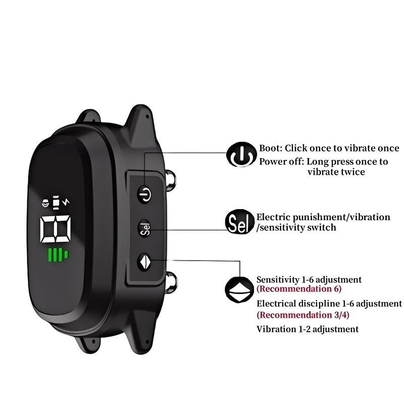 Waterproof Rechargeable Anti-Bark Collar with Vibration Training.