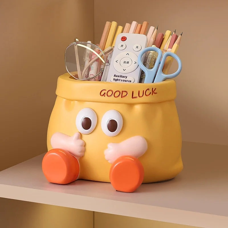 Cute Cartoon Paper Bag Pen Holder for Desk Storage