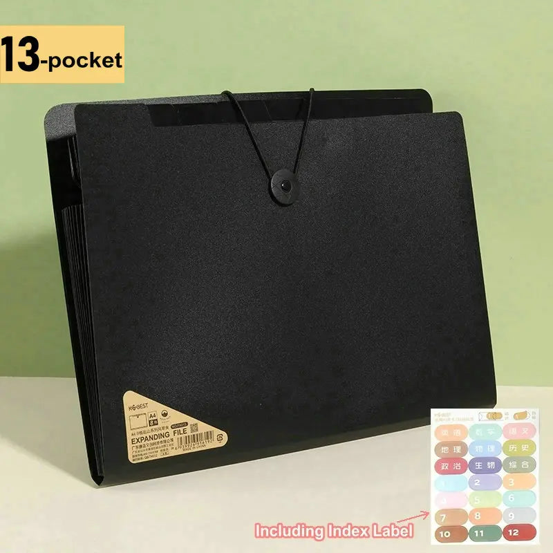 A4 Expanding File Folder with Classification Pockets for Document Storage