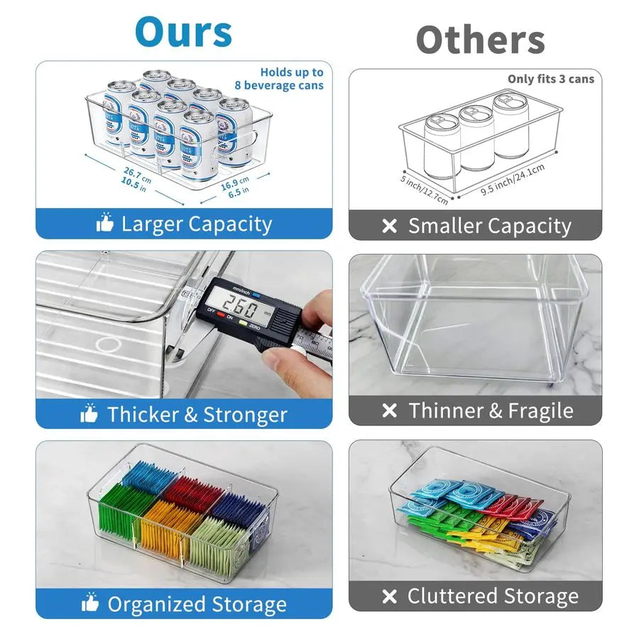 Pantry Organizers & Storage – 8PCS Clear Food Storage Bins for Snacks & Shelves