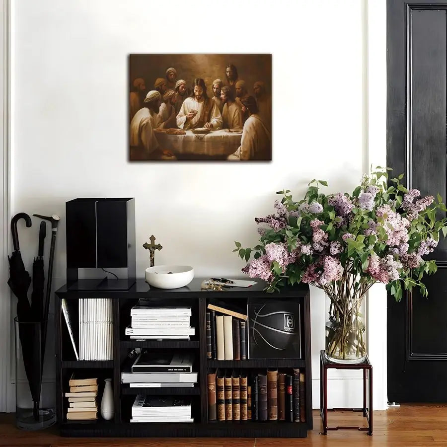 Modern Christian Canvas Wall Art Featuring The Last Supper.