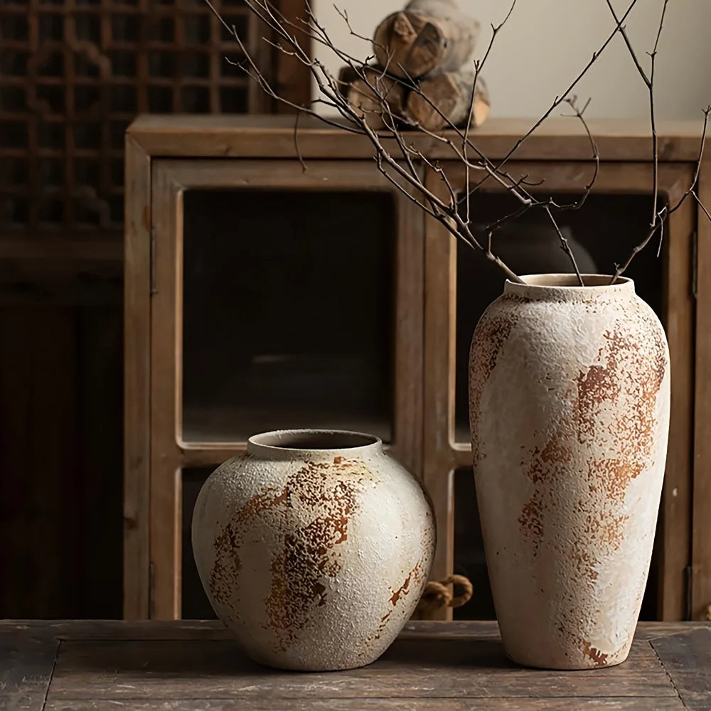 Elegant Retro Ceramic Flower Pot with Timeless Speckled Finish.