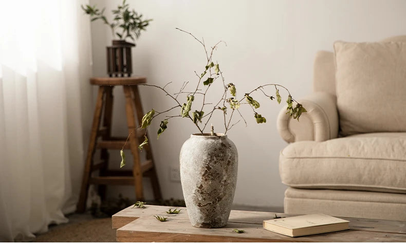 Traditional Mottled Pottery Vase for Refined Home Decor.