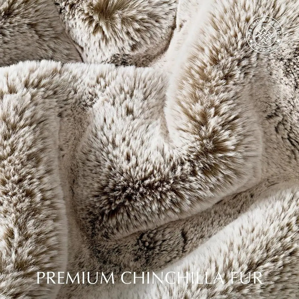 Warm Thick Faux Fur Blanket – Luxury Chinchilla Style Heavyweight 1220GSM for Sofa & Bed;