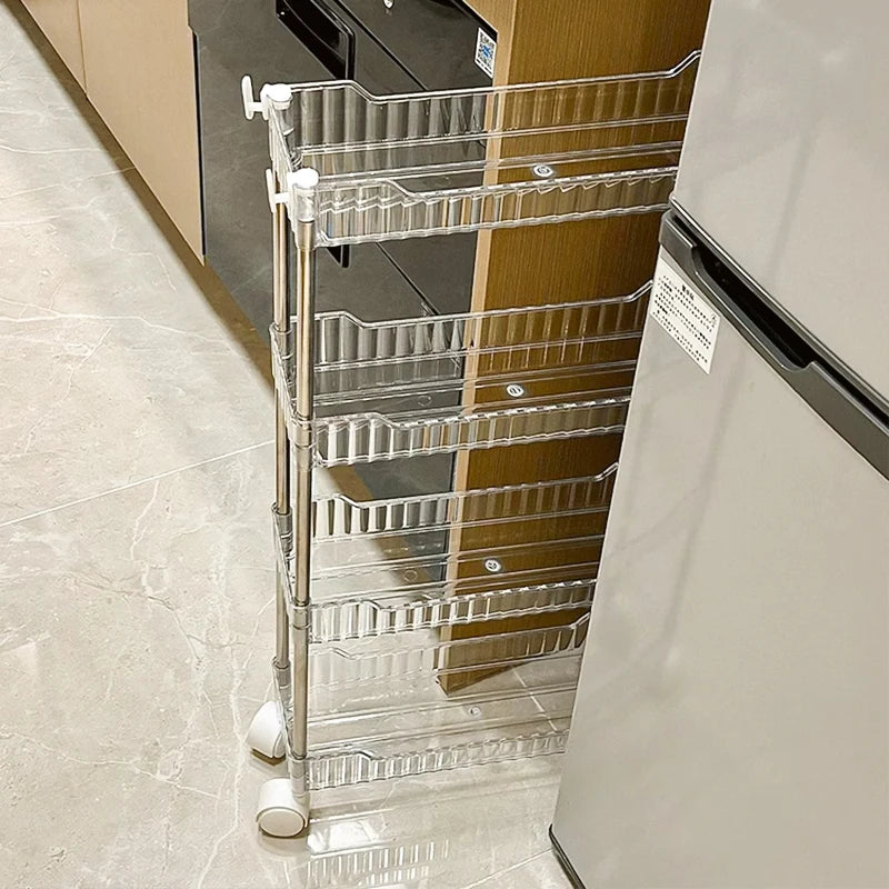 Rolling Storage Cart with Wheels – Slim Acrylic Multi-Tier Organizer Cabinet