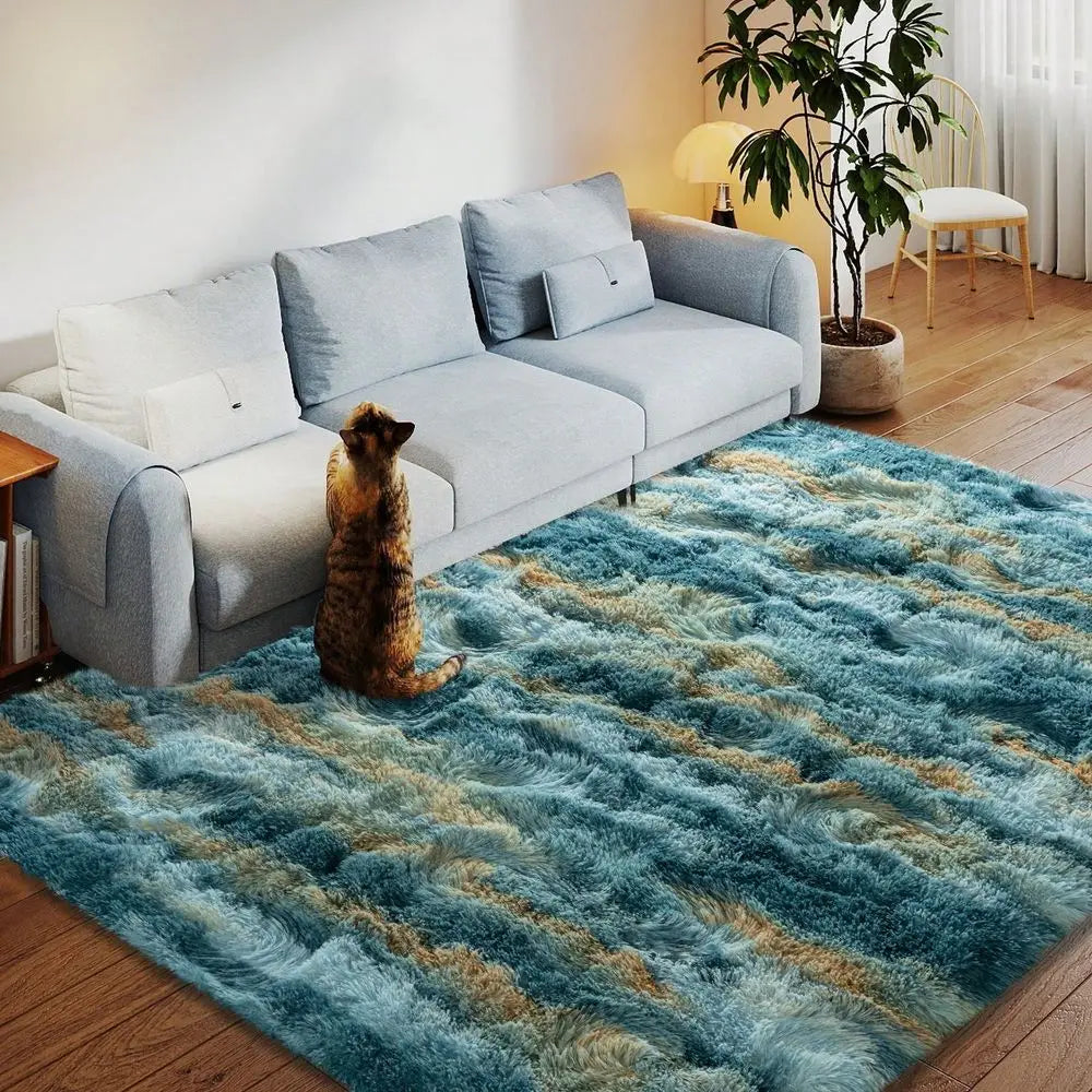 Plush Shaggy Carpet for Warm and Comfortable Home Interiors and a Pop of Color.