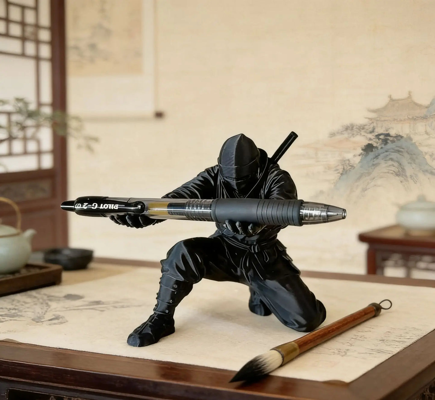Modern 3D Printed Ninja Decoration and Pen Holder