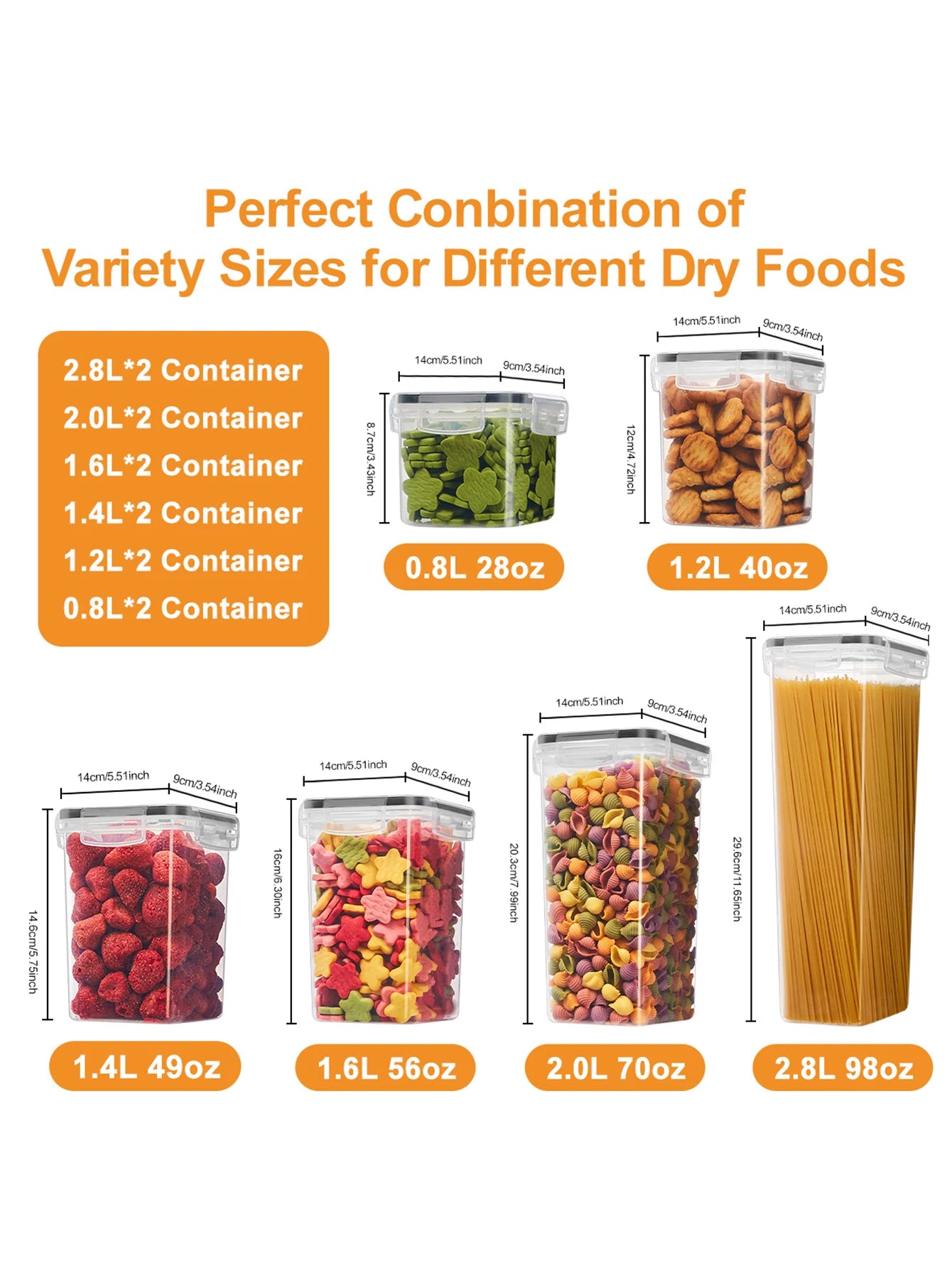 24PCS Sealed Food Storage Containers with Lids – Kitchen Organizer for Grains, Rice & Pasta