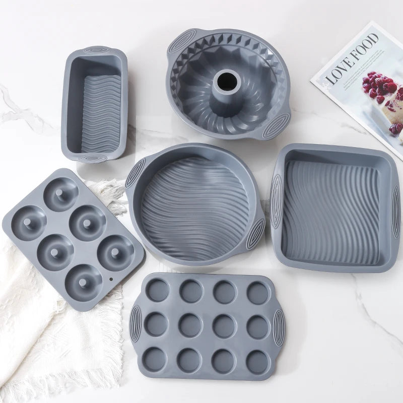 Multi-Shape Silicone Bakeware Kit -Muffin, Rectangular Bread & Cake Molds